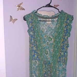 KNOX ROSE Women Blue and Green Floral Dress Size M.